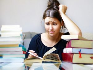 Female college student in St Cloud MN studying